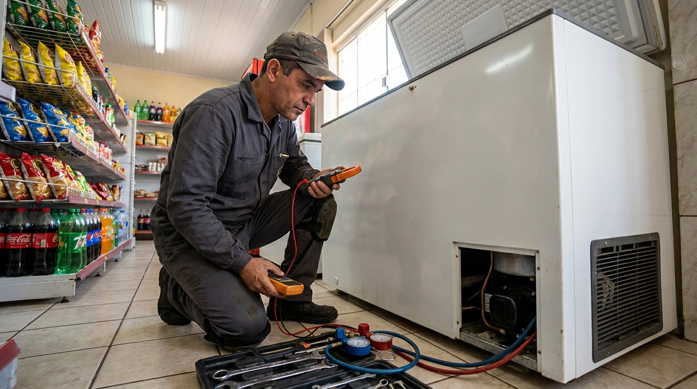 Conserto de placa eletrônica de freezer na Estação, Franca‑SP