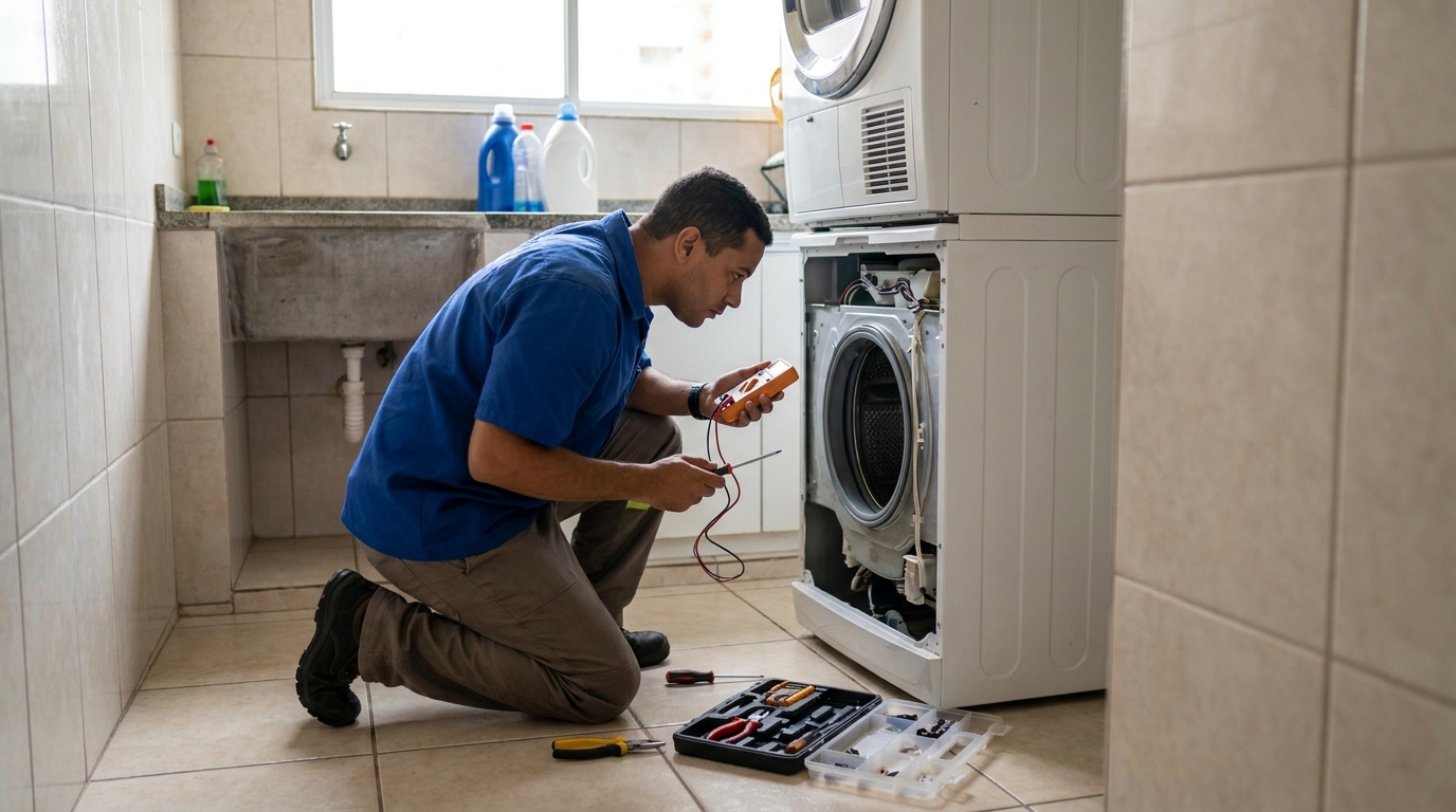 Técnico de conserto de lava e seca em residência no Jardim Centenário, Franca‑SP
